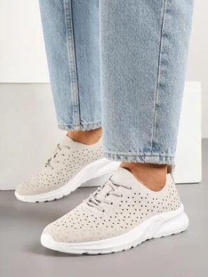 Jasnoszare Sneakersy z Ażurową Cholewką Uliravia gogo gogo