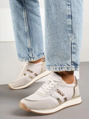 Jasnoszare Sneakersy z Metalicznym Wzorem Alusa super mode