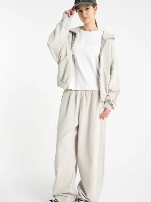 Jasnoszare spodnie dresowe o kroju BARREL bez nadruków Reporter