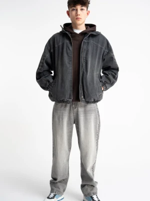 Jasnoszare spodnie jeansowe BAGGY z efektem sprania Reporter