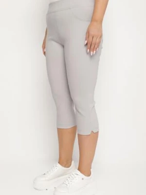 Jasnoszare Spodnie z Bawełny o Kroju Capri Dolonisa christy