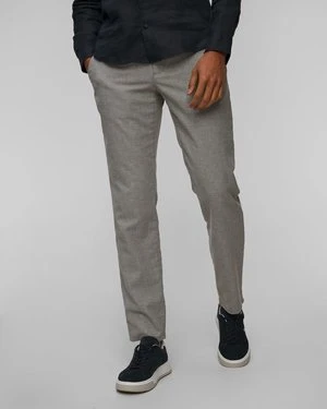 Jasnoszare Spodnie Z Lnem Męskie Alberto Lou-j - Luxury Linen