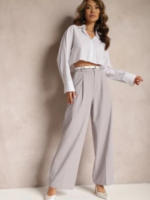 Jasnoszare Szerokie Spodnie High Waist Seraphella bisou's project