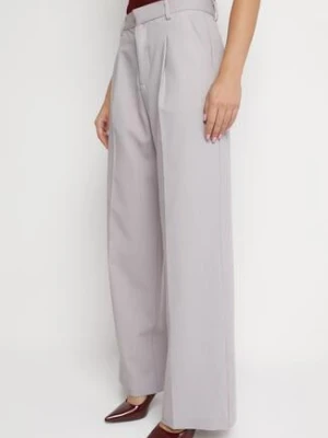 Jasnoszare Szerokie Spodnie z Przeszyciami Elyssia bisou's project