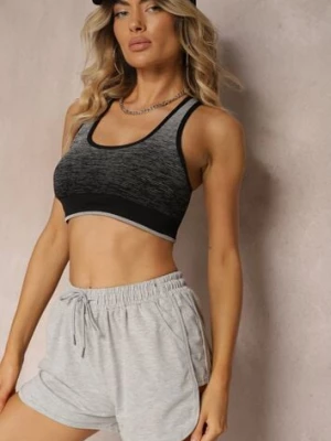 Jasnoszare Szorty Dresowe z Dodatkiem Bawełny High Waist Florazen j.style