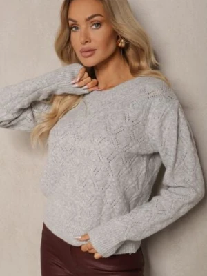 Jasnoszary Sweter w Klasycznym Stylu z Tłoczonym Wzorem Deriel acajo