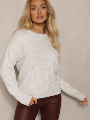 Jasnoszary Sweter z Domieszką Wełny Torissia acajo