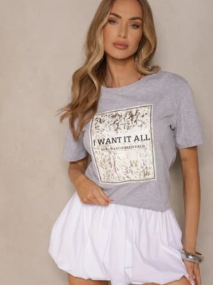 Jasnoszary T-shirt z Bawełny z Nadrukiem Tellanis glo-story