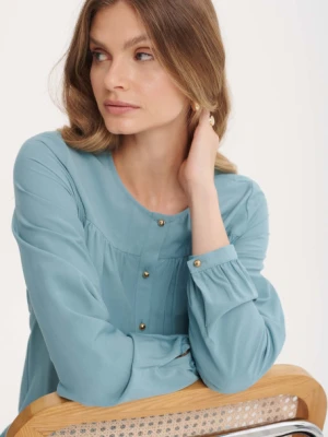 Jasnoturkusowa bluzka z zapięciem Greenpoint