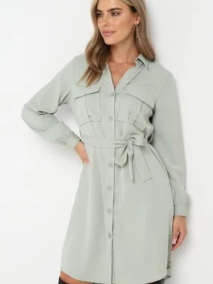Jasnozielona Bawełniana Sukienka Koszulowa Aravia unigirl
