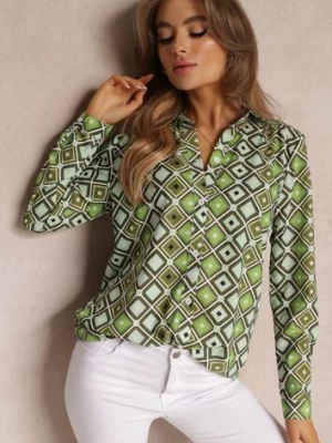 Jasnozielona Koszula w Kwadraty Uaini cflo