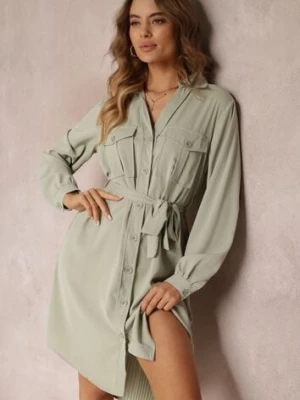 Jasnozielona Koszulowa Sukienka Mini Bawełniana Zenata unigirl