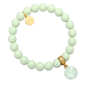 Jasnozielona pastelowa bransoletka perły SWAROVSKI® CRYSTAL z kryształem SOTHO