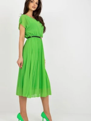 Jasnozielona plisowana sukienka z wiskozą Italy Moda