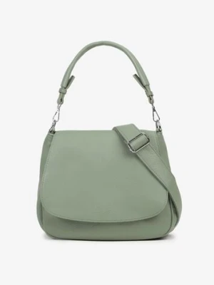 Jasnozielona Torebka z Klapą w Stylu Listonoszki z Paskiem i Rączką Malurelle