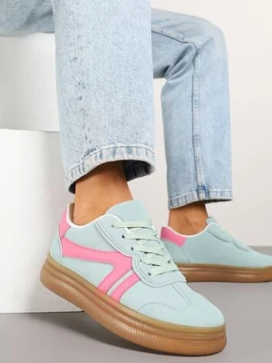 Jasnozielone Sneakersy Klasyczne Tenisówki Zdobione Przeszyciami Alatira givana