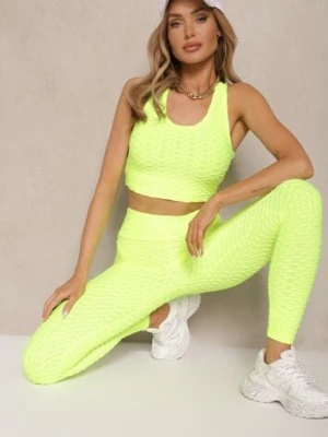 Jasnozielone Sportowe Legginsy z Wytłoczonym Wzorkiem Askida