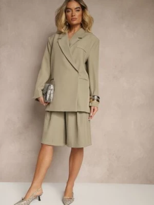 Jasnozielone Szerokie Szorty Typu Bermudy Zdobione Zakładkami Sonellea jusdepom