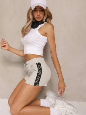 Jasnozielone Szorty Dresowe z Bawełny z Napisem Ataruna emt