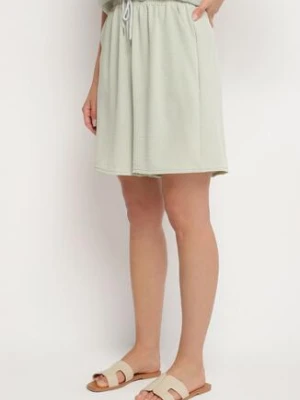 Jasnozielone Szorty z Bawełną z Wysokim Stanem i Sznurkiem Talonessa j&x