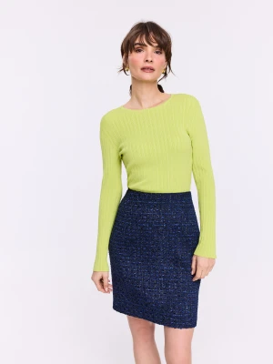 Jasnozielony dopasowany sweter z prążkowanej dzianiny TARANKO