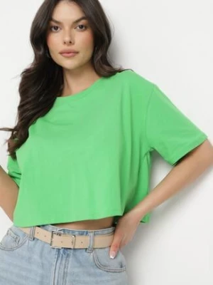 Jasnozielony Krótki T-shirt Oversize Lilu glo-story