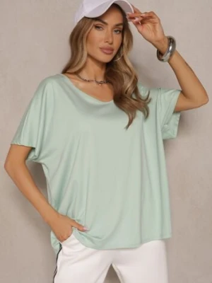 Jasnozielony T-shirt z Wiskozą w Stylu Nietoperza Liofala new collection
