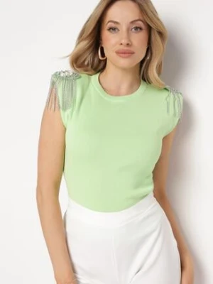 Jasnozielony Top z Ozdobnymi Pagonami Zenor elsa.m by may