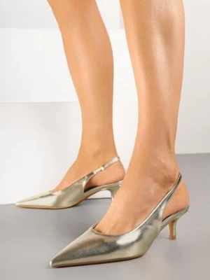 Jasnozłote Sandały Vices na Obcasie z Noskiem w Szpic i Odkrytą Piętą Kovissea