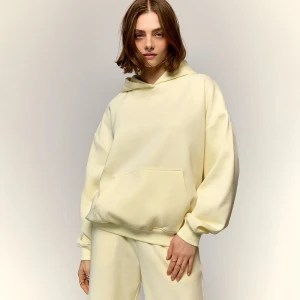 Jasnożółta bluza basic z kapturem House