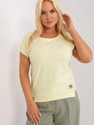 Jasnożółta damska bluzka basic plus size z okrągłym dekoltem RELEVANCE