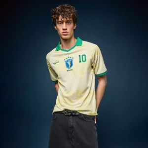 Zdjęcie produktu Jasnożółta koszulka polo piłkarska z nadrukiem Toffs x Brasil House jasnożółty