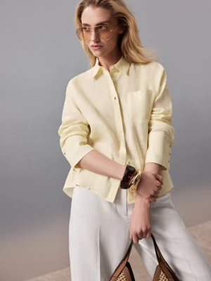 Jasnożółta lniana koszula TARANKO