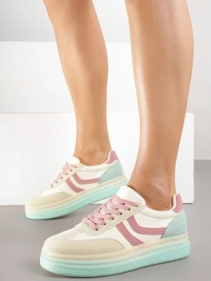Jasnożółte Sneakersy Typu Kultowe Tenisówki na Niskiej Platformie Olritia