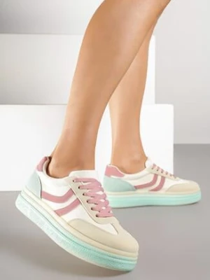 Jasnożółte Sneakersy w Stylu Klasycznych Tenisówek na Grubej Podeszwie Grelritia ideal