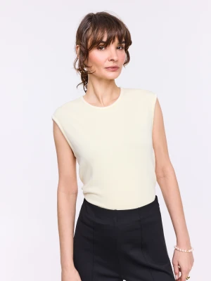 Jasnożółty bezrękawnik z ozdobnym wykończeniem TARANKO