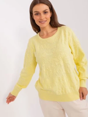 Jasnożółty damski sweter damski klasyczny z długim rękawem