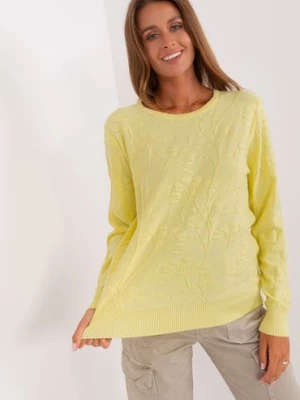 Jasnożółty damski sweter klasyczny ze ściągaczami
