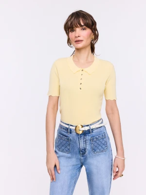 Jasnożółty sweterek z krótkim rękawem TARANKO