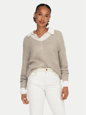 JDY Sweter New Megan 15208245 Beżowy Loose Fit