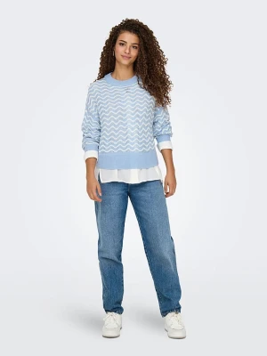 JDY Sweter "Rita" w kolorze błękitno-białym rozmiar: M
