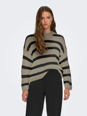 JDY Sweter w kolorze beżowo-czarnym rozmiar: XS