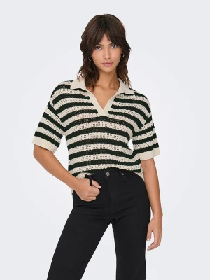 JDY Sweter w kolorze beżowo-czarnym rozmiar: XS