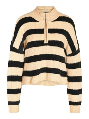 JDY Sweter w kolorze beżowo-czarnym rozmiar: M
