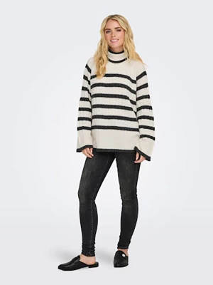 JDY Sweter w kolorze kremowo-antracytowym rozmiar: M/L