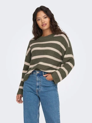 JDY Sweter w kolorze oliwkowo-kremowym rozmiar: S