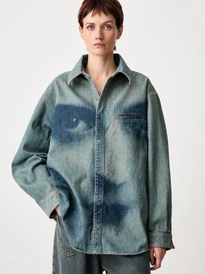 Jean Paul GAULTIER Face Print koszula jeansowa damska