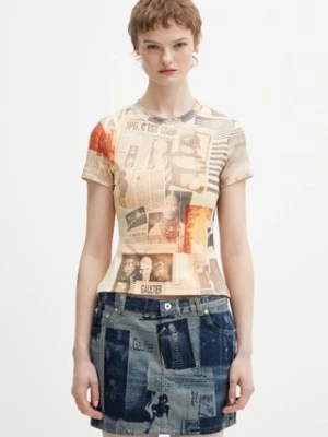Jean Paul GAULTIER t-shirt Journal damski kolor beżowy 26/01-W-TO400-J026P