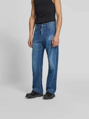 Jeansy o kroju loose fit w przetarciach Dsquared2 Ciemnoniebieski