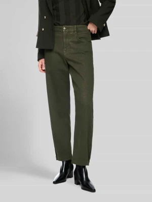 Jeans o kroju relaxed fit z wysokim stanem z wpuszczanymi kieszeniami Marc Cain Khaki